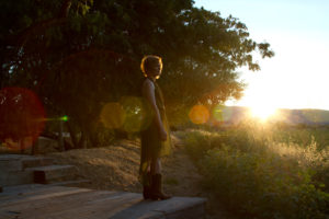 Singer songwriter Christine Rosander at Park Winters during sunset for the filming of Been A Long Time album video and song.