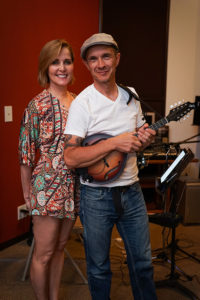 Singer songwriter Christine Rosander and guitar player Mick Taras at the studio.