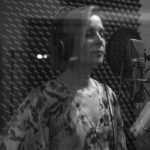 Christine Rosander recording a song from the Been A Long Time album in the recording studio.