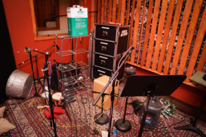 Percussion Room in the studio during the recording of the Been A Long Time album.