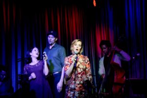 Singer songwriter Christine Rosander and singers performing at Hotel Cafe.